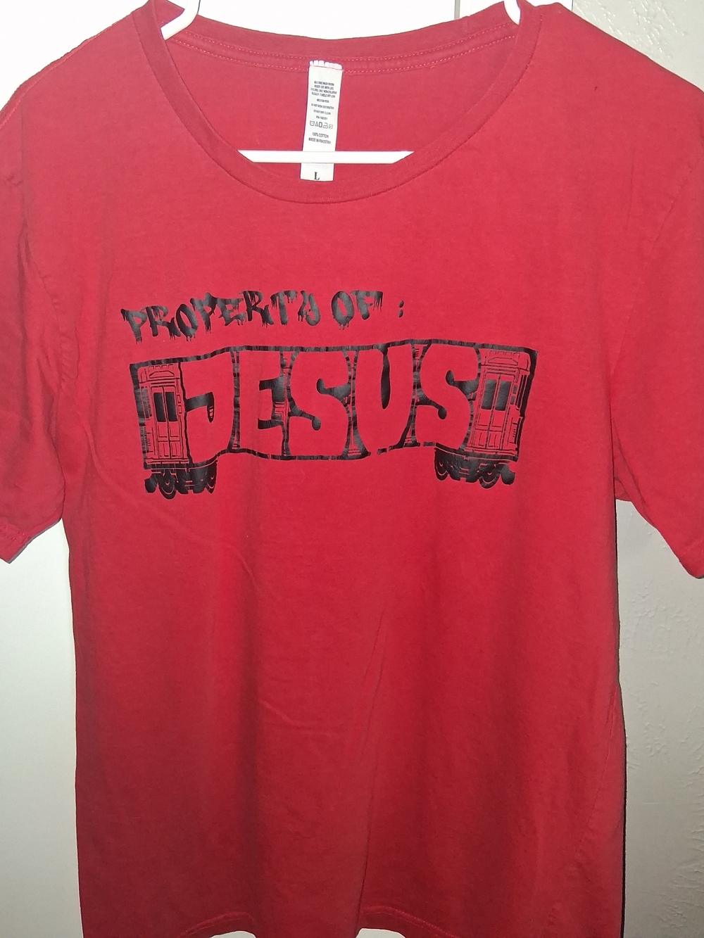Men's Red 'Property of Jesus' Graphic Tee - Unbranded